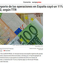 El importe de las operaciones en Espaa cay un 11% en 2022, segn TTR